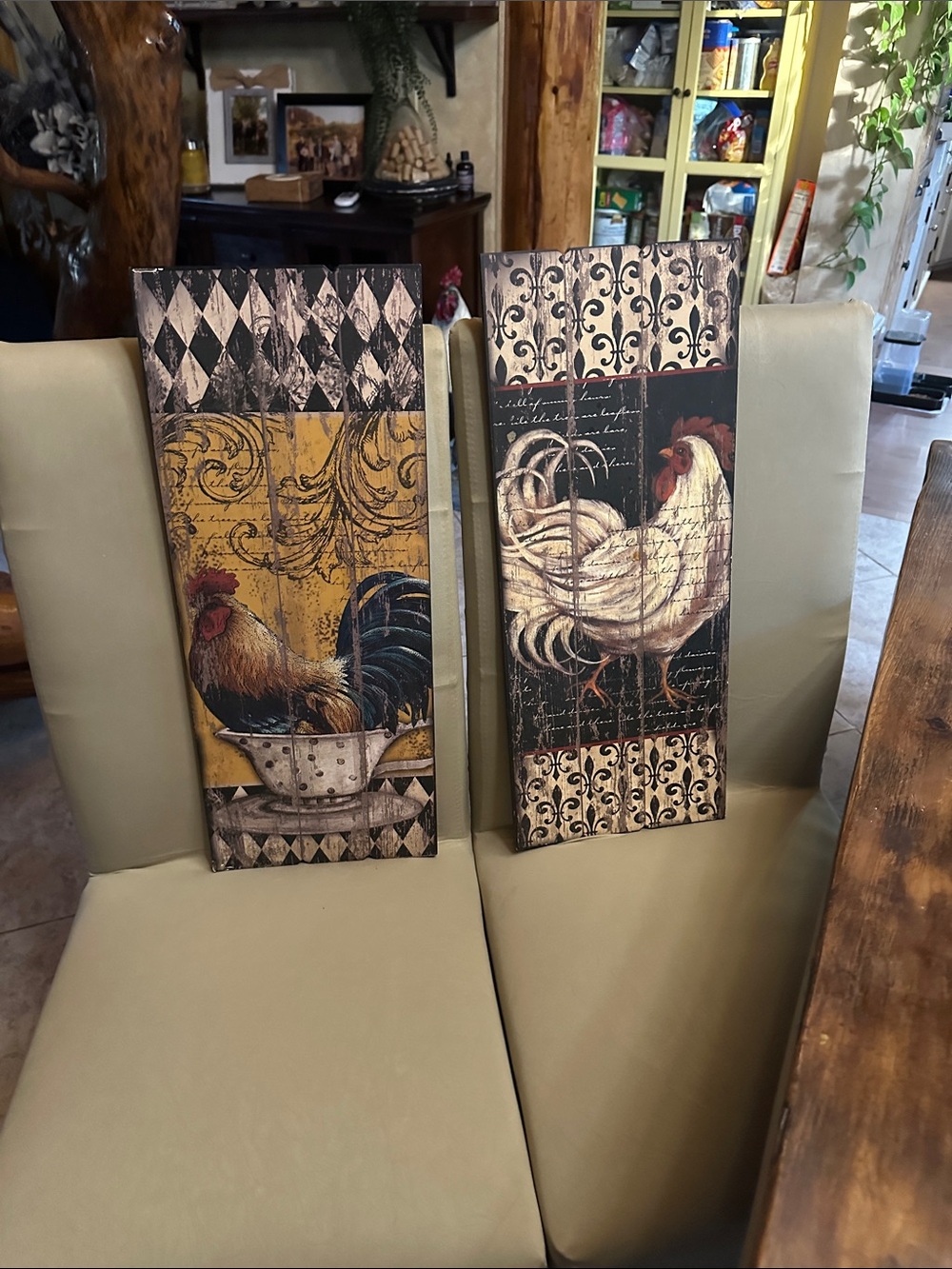 Hobby Lobby Rooster Pair Wall Art - Yellow & Cream
